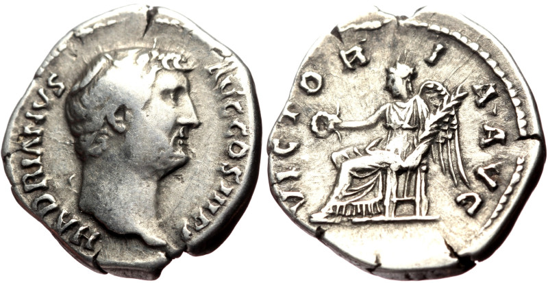 Hadrian (117-138) AR Denarius (Silver, 3.22g, 20mm) 134-138
Obv: HADRIANVS – AVG...