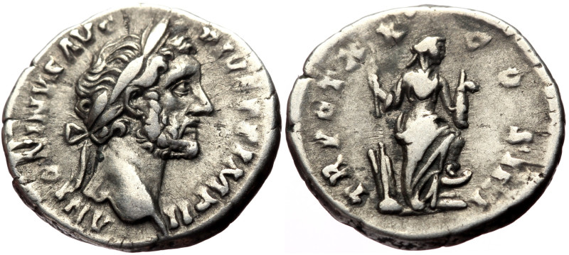 Antoninus Pius. (138-161) AR Denarius (Silver, 3.49g, 18mm). Rome, 157 
Obv: ANT...