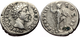 Marcus Aurelius (Caesar, 139-161) AR Denarius (Silver, 3.40g, 18mm) Rome, 158-159 
Obv: AVRELIVS CAESAR AVG PII F, bare head right 
Rev: TR POT XIII C...