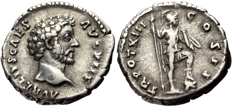 Marcus Aurelius (Caesar, 139-161) AR Denarius (Silver, 3.59g, 18mm) Rome, 158-15...