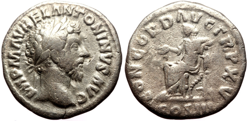 Marcus Aurelius (161-180) AR Denarius (Silver, 2.95g, 17mm) Rome, 161. 
Obv: IMP...