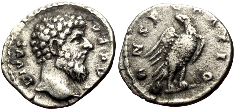 Divus Lucius Verus (died 169) AR Denarius (Silver, 2.99g, 18mm) Rome, 169. 
Obv:...