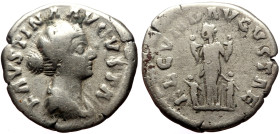 Faustina II, Wife of Marcus Aurelius (147-176) AR Denarius (Silver, 3.08g, 18mm) Rome, 160-161 
Obv: FAVSTINA AVGVSTA, bust draped right 
Rev: FECVND ...