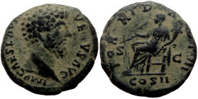 Lucius Verus (161-169) AE As (Bronze, 8.83g, 25mm) Rome, 162-163 
Obv: IMP CAES L AVREL VERVS AVG, bare head right 
Rev: FORT RED TR POT III COS II, S...