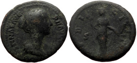 *Just 1 specimen noted by acsearch*
Faustina II (147-175) AE As (Bronze, 10.16g, 27mm) Rome
Obv: FAVSTINAE AVG PII AVG FIL, Draped bust right.
Rev:...