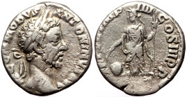 Commodus (177-192) AR Denarius (Silver, 2.85g, 17mm) Rome, 181. 
Obv: M COMMO[DVS] ANTONINVS AVG, laureate head to right 
Rev: TR P VI IMP IIII COS II...