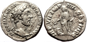 Commodus (177-192) AR Denarius (Silver, 2.54g, 18mm) Rome, 181-182. 
Obv: M COMMODVS ANTON AVG Laureate head of Commodus to right. 
Rev: TR P VII IMP ...
