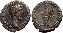 Commodus (177-192) AR Denarius (Silver, 2.69g, 18mm) Rome. 
Obv: M COMMODVS ANTONINVS AVG, Laureate head right. 
Rev: LIB AVGV TR P VII IMP IIII COS I...