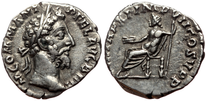 Commodus (177-192) AR Denarius (Silver, 2.67g, 17mm) Rome, 186. 
Obv: M COMM ANT...