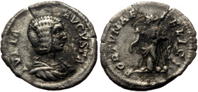 Julia Domna (193-217) AR Denarius (Silver, 2.57g, 19mm) ca. 207-211 
Obv: IVLIA AVGVSTA, draped bust right 
Rev: FORTVNAE FELICI, Fortuna standing lef...