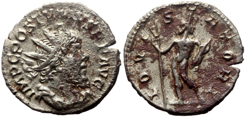 Postumus (260-269) AR Antoninianus (Silver, 2.77g, 20mm) Treveri.
Obv: IMP C POS...