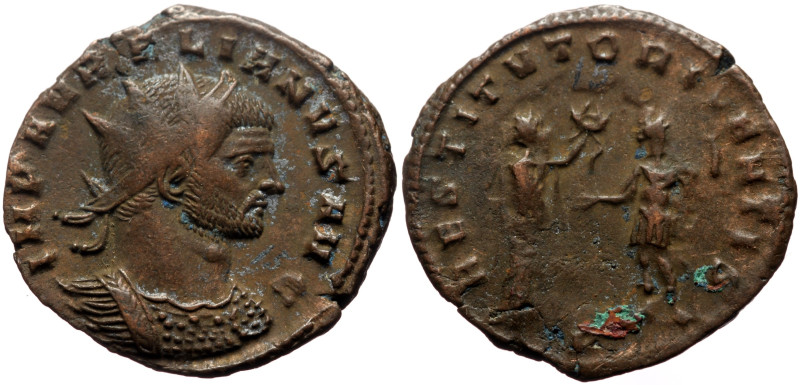 Aurelian (270-275) AR Antoninianus (Bronze, 3.61g, 22mm) Mediolanum, 271. 
Obv: ...