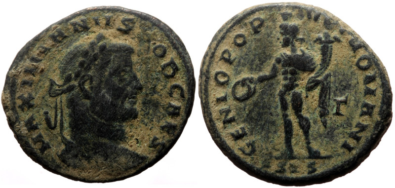 Galerius Maximianus (Caesar, 293-305) AE Follis (Bronze, 8.70g, 28mm) Siscia.
O...