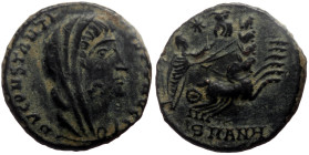 Divus Constantine I The Great (Died 337) AE (Bronze, 1.98g, 15mm) Antioch.
Obv: DV CONSTANTINVS PT AVGG, Veiled head of Constantine right.
Rev: Consta...