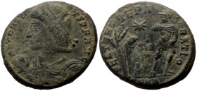 Constans (337-350), AE follis (Bronze, 5.01 g, 21.0 mm), Nicomedia.
Obv: D N CONSTA-NS P F AVG, pearl-diademed, draped and cuirassed bust of Constans ...