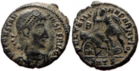 *Semms to be unknown to RIC*
Constantius II (337-361) AE (Bronze, 3.06g, 18mm) Antioch
Obv: D N CONSTAN-TIVS P F AVG, Pearl-diademed, draped and cui...