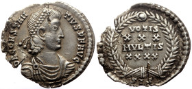 Constantius II (337-361) AR Siliqua (Silver, 1.91g, 20mm) Siscia, 351-355
Obv: D N CONSTAN - TIVS P F AVG, diademed, draped and cuirassed bust r., 
Re...