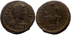 Gratian (367-383) AE (Bronze, 2.70g, 18mm) Nicomedia, 378/383.
Obv: D N GRATIAN-VD (sic!) P FP AVG, diademed, draped and cuirassed bust of Gratian ri...