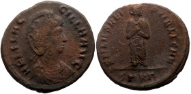 Aelia Flacilla (383-386) AE (Bronze, 5.64g, 22mm) Cyzicus 
Obv: AEL FLACCILLA AVG, diademed and draped bust right 
Rev: SALVS REIPVBLICAE, empress sta...