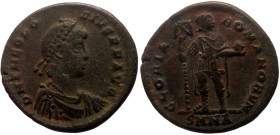 Theodosius I (379-395) AE (Bronze, 4.54g, 22mm) Nicomedia, 392-395. 
Obv: DN THEODOSIVS PF AVG , pearl-diademed, draped, and cuirassed bust right 
Rev...