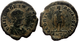 Honorius (393-423) AE (Bronze, 4.77g, 23mm) Antioch, 393-395. 
Obv: D N HONORIVS P F AVG, pearl-diademed, draped and cuirassed bust of Honorius right ...