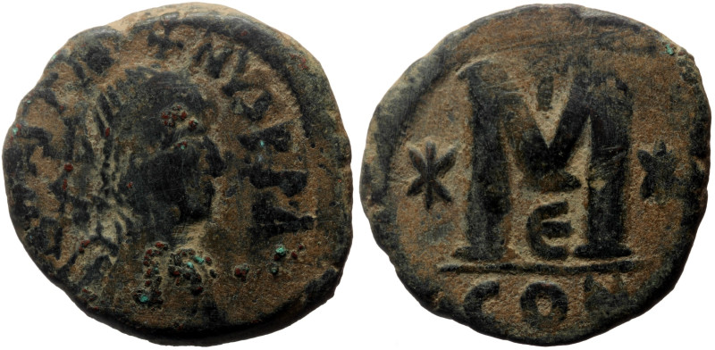 Justin I (518-527) AE Follis (Bronze, 17.60g, 31mm) Constantinople.
Obv: DN IVS...