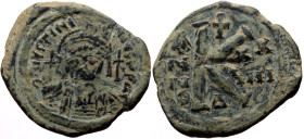 Justinian I (527-565), half-follis or 20 nummi (Bronze, 8.23 g, 27.6 mm), Constantinople, dated Regnal Year 28 = 554/5, 4th officina.
Obv: D N IVSTINI...