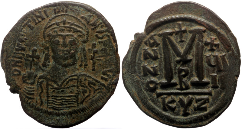 Justinian I (527-565) AE Follis (Bronze, 20.02g, 38mm) Cyzicus, Dated Year 18 (5...