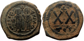 Phocas (602-610) AE Half Follis (Bronze, 6.45g, 23mm) Thessalonica. 
Obv: D m FOCA ERP AVG, Phocas, on left, crowned, holding globus cruciger in right...