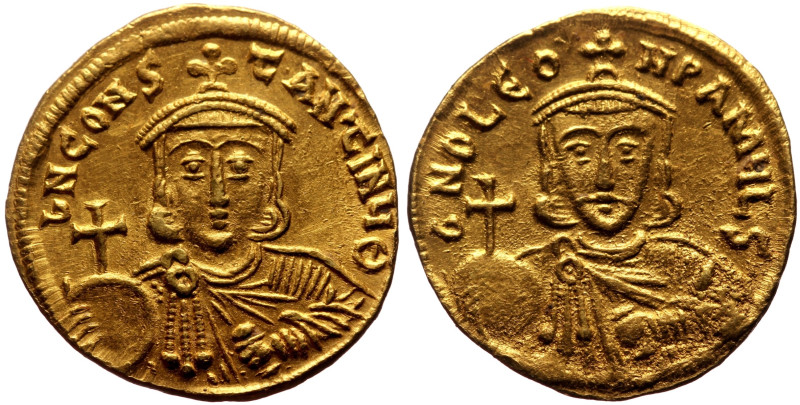 Leo III the Isaurian, with Constantine V AV Solidus (Gold (4.47g, 21mm) Constant...