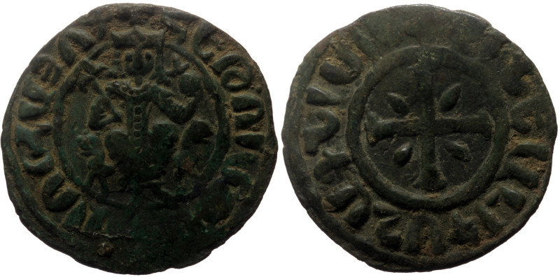 Armenia, Hetoum I (1226-1270) AE Tank (Bronze, 7.04g, 31mm) Sis.
Obv: Hetoum sea...