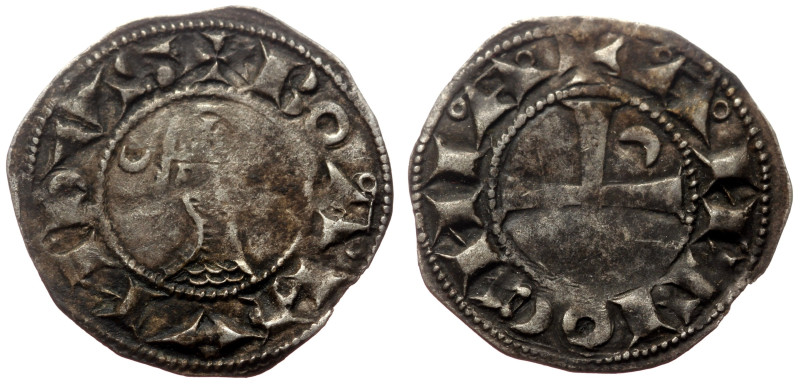 Crusaders, Antioch Bohémond III (1163-1201) BI Denier (Billon, 0.94g, 19mm) Anti...