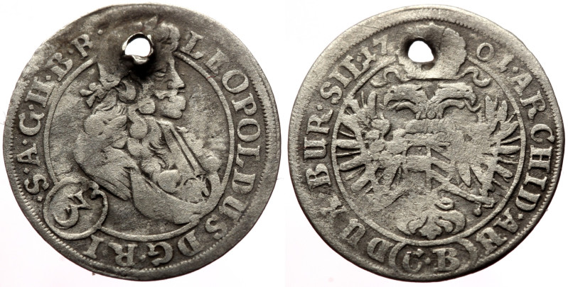 Leopold I (1657-1705) 3 AR Kreuzer 1701 (Silver, 1.37g, 20mm) Prag.