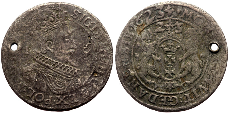 Poland, Sigismund III Vasa AR Ort (Silver, 5.27g, 30mm) Danzig, 1623