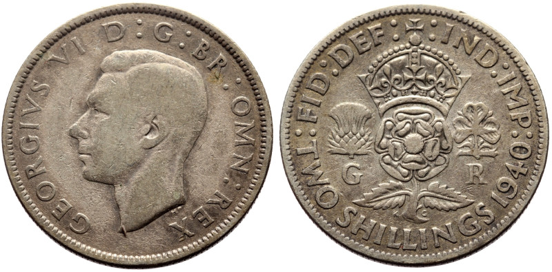 Great Britain, George VI., 2 Shillings (Silver, 11.07g, 29mm) 1940, 
Ref: KM# 85...