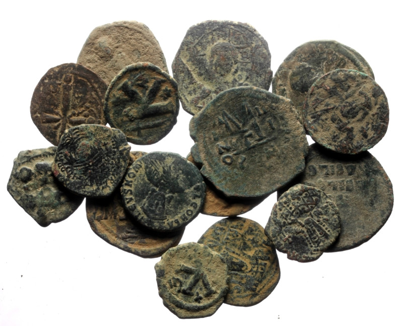 16 Byzantine Bronze coins (135.68g)