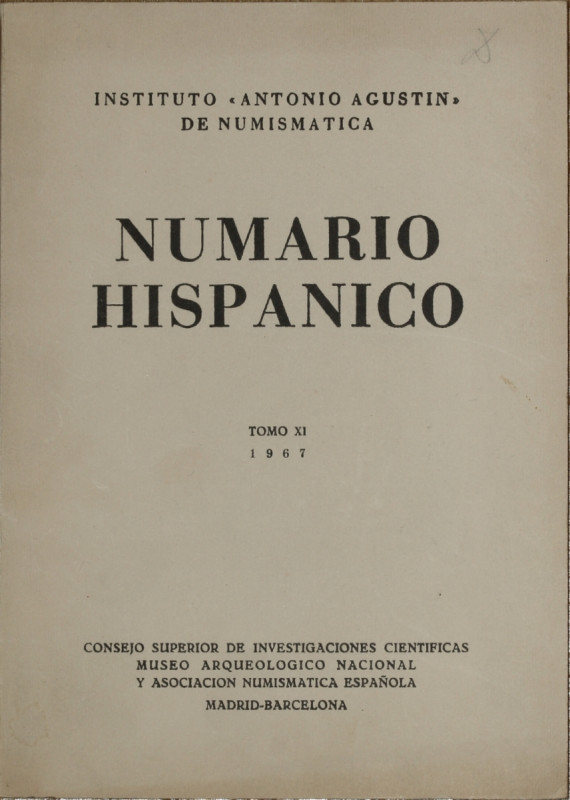 Numario Hispanico, tomo XI 1967, Madrid-Barcelona