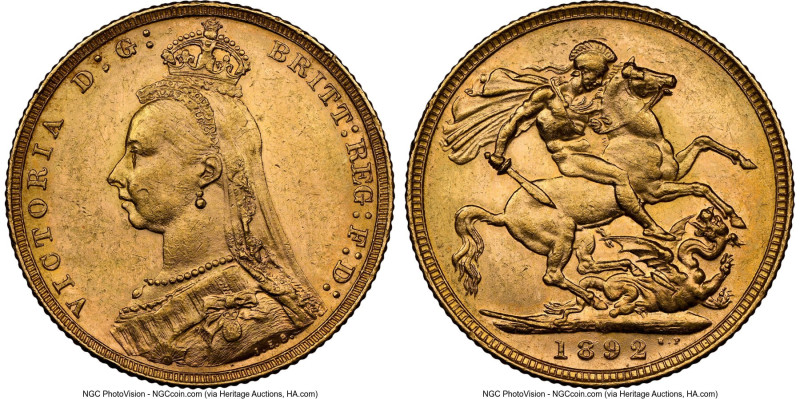 Victoria gold Sovereign 1892-M MS61 NGC, Melbourne mint, KM10. HID09801242017 © ...