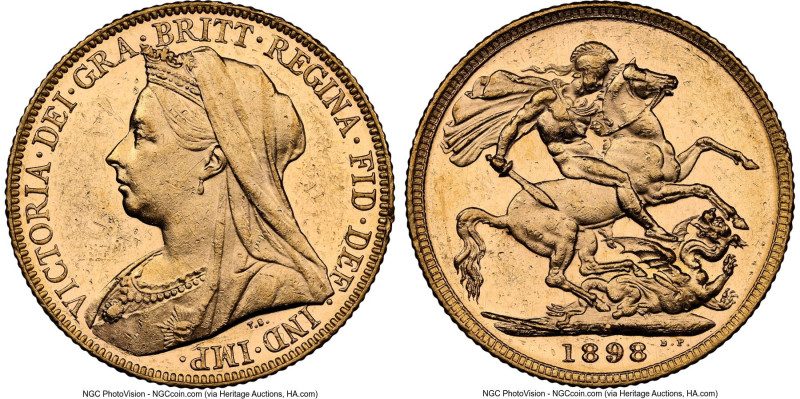 Victoria gold Sovereign 1898-M MS61 NGC, Melbourne mint, KM13. HID09801242017 © ...