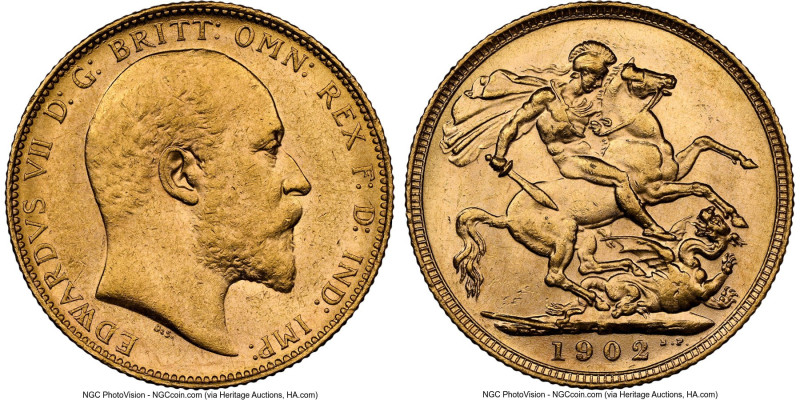 Edward VII gold Sovereign 1902-P AU58 NGC, Perth mint, KM15. HID09801242017 © 20...