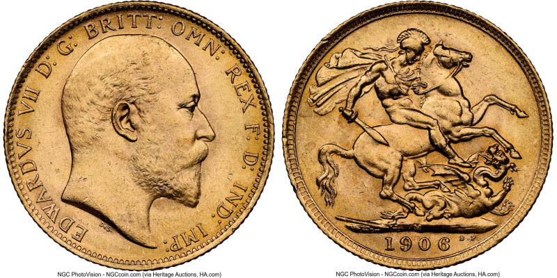 Edward VII gold Sovereign 1906-M MS62 NGC, Melbourne mint, KM15, S-3971. HID0980...