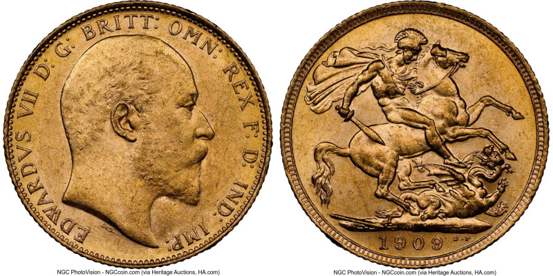 Edward VII gold Sovereign 1909-M MS62 NGC, Melbourne mint, KM15. HID09801242017 ...