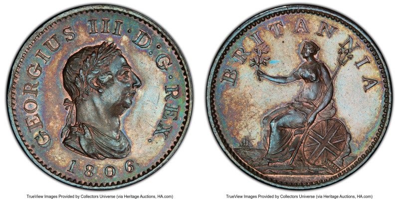 George III Proof Farthing (1/4 Penny) 1806-SOHO PR63 Brown PCGS, Soho mint, KM66...
