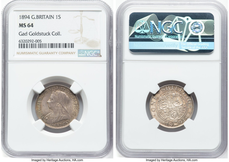 Victoria Shilling 1894 MS64 NGC, KM780, S-3940. Ex. Gad Goldstuck Collection HID...