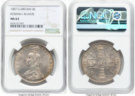 Victoria "Roman I" Double Florin 1887 MS63 NGC, KM763, S-3922. Roman I in date variety. A boldly lustrous selection with light toning, and just minor ...