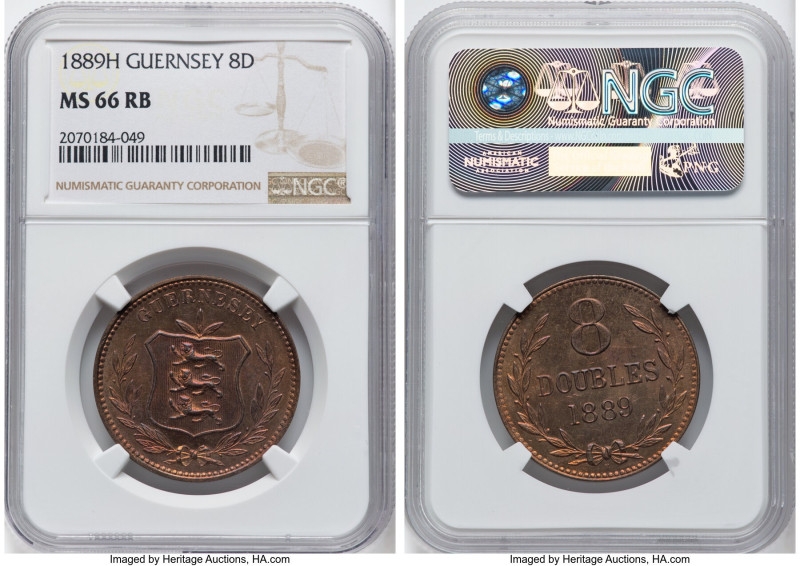 British Dependency. Victoria 8 Doubles 1889-H MS66 Red and Brown NGC, Heaton min...