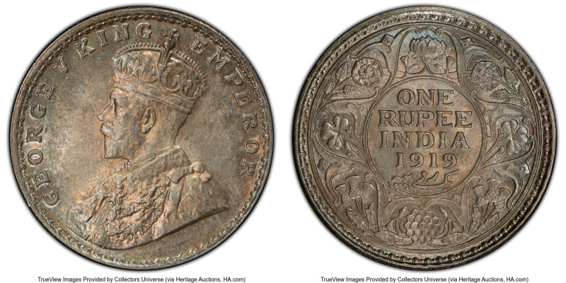 British India. George V Rupee 1919-(c) MS64 PCGS, Calcutta mint, KM524, S&W-8.45...