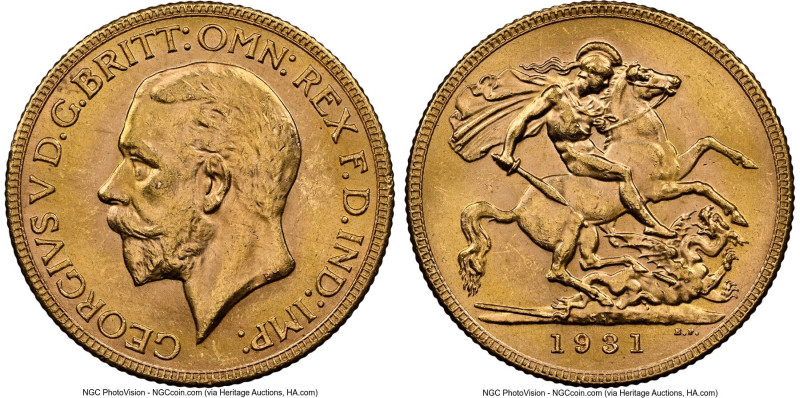 George V gold Sovereign 1931-SA MS63 NGC, Pretoria mint, KM-A22. HID09801242017 ...