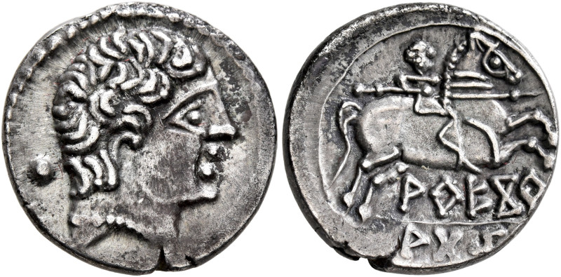 SPAIN. Arekorata. Circa 150-100 BC. Denarius (Silver, 18 mm, 3.99 g, 12 h). Yout...