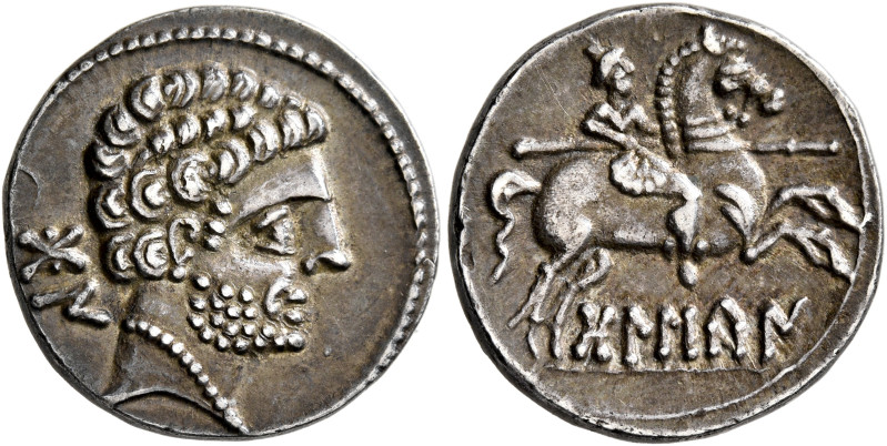 SPAIN. Bolskan. Circa 150-100 BC. Denarius (Silver, 18 mm, 3.70 g, 2 h). 'BON' (...